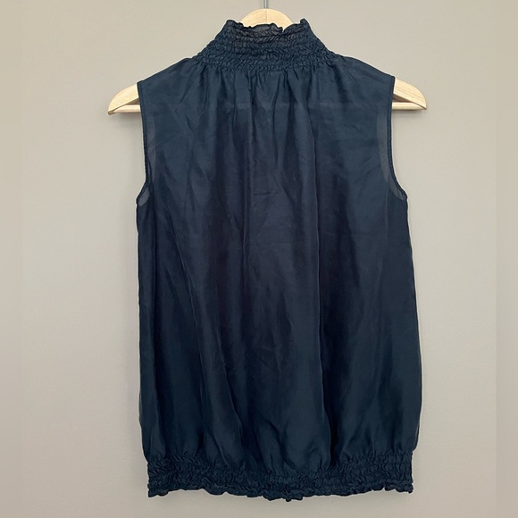 {Lafayette 148} High Neck Sleeveless Silk Blouse in Black - Womens XS - Picture 4 of 9